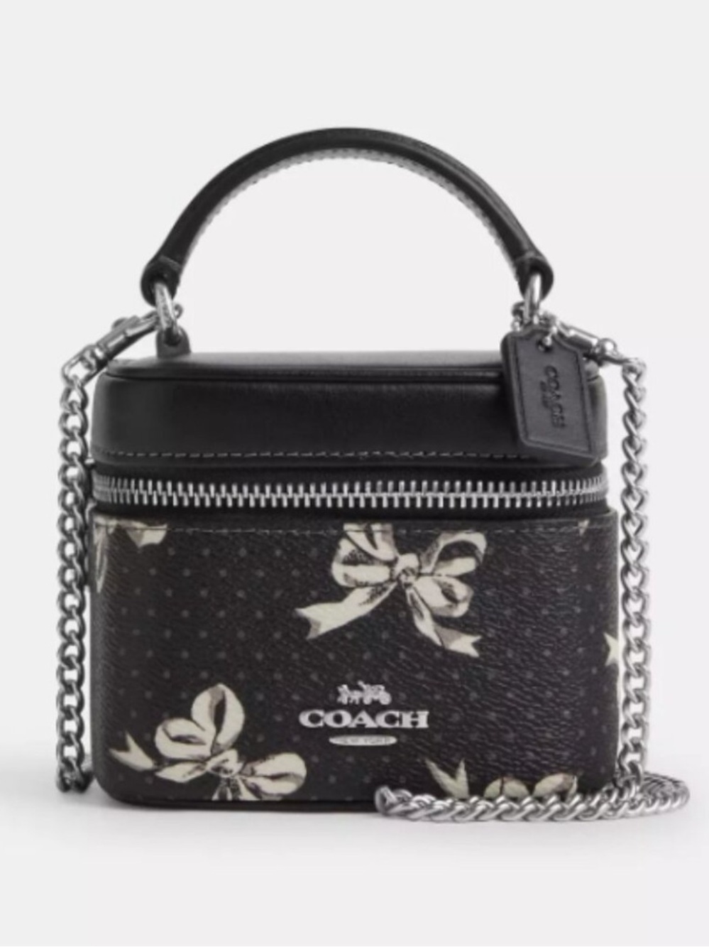 Coach Ava Crossbody Bag With Bow Print CZ523 Silver/Black Multi